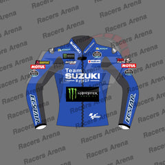 Alex Rins Team Suzuki MotoGP 2022 Motorcycle Leather Race Jacket Front