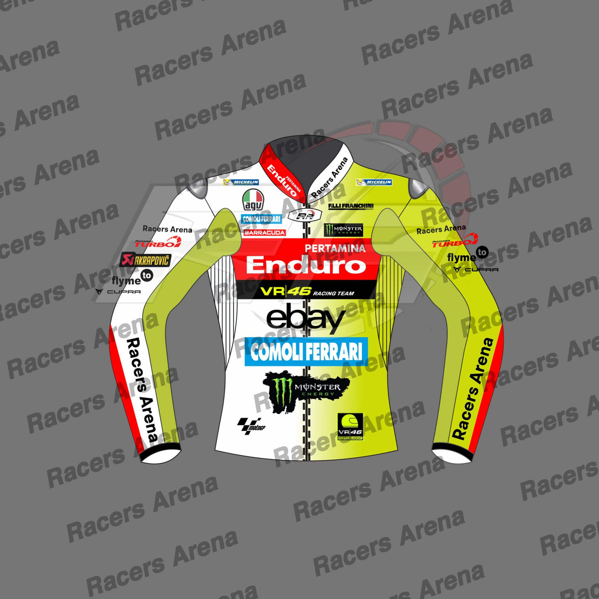 Fabio Di Giannantonio Pertamina Enduro VR46 Racing Team 2024 Motorcycle Leather Race Jacket Front