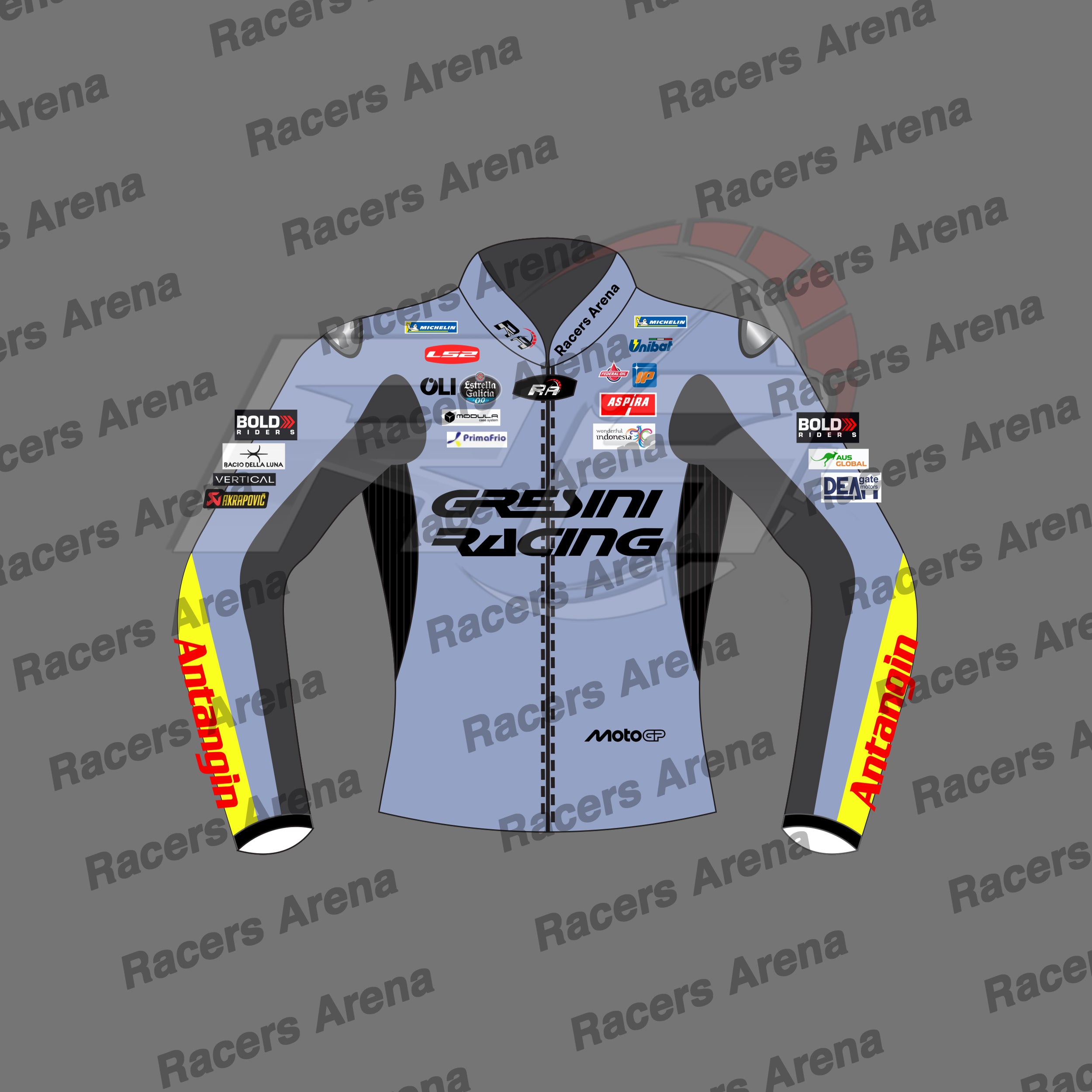 Fermin Aldeguer MotoGP Team Gresini 2025 Motorcycle Leather Jacket Front