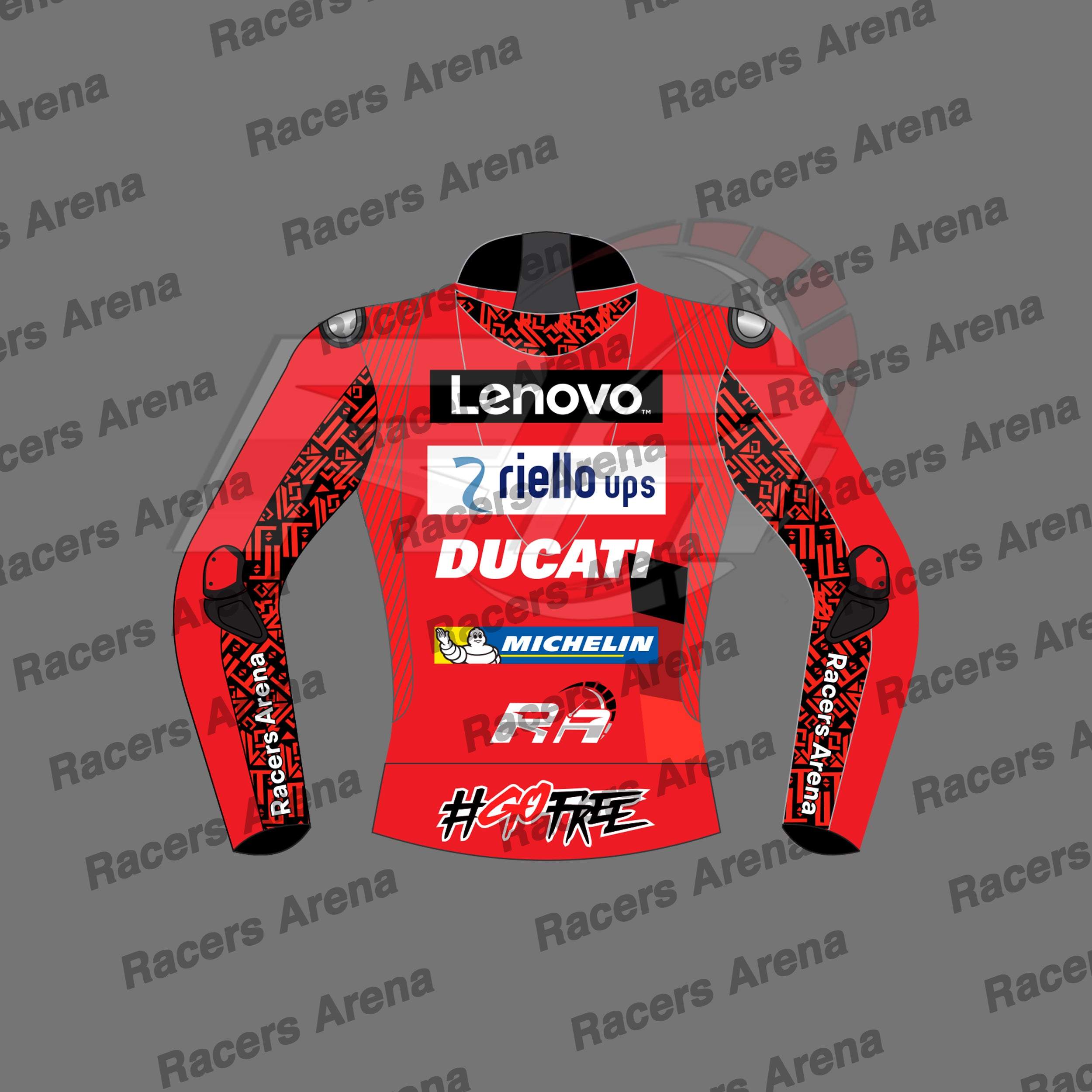 Francesco Bagnaia Ducati MotoGP 2022 Motorcycle Leather Race Jacket Back Francesco Bagnaia Ducati MotoGP 2022 Motorcycle Leather Race Jacket Back