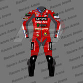 francesco bagnaia motogp ducati 2024 motorcycle leather race suit front
