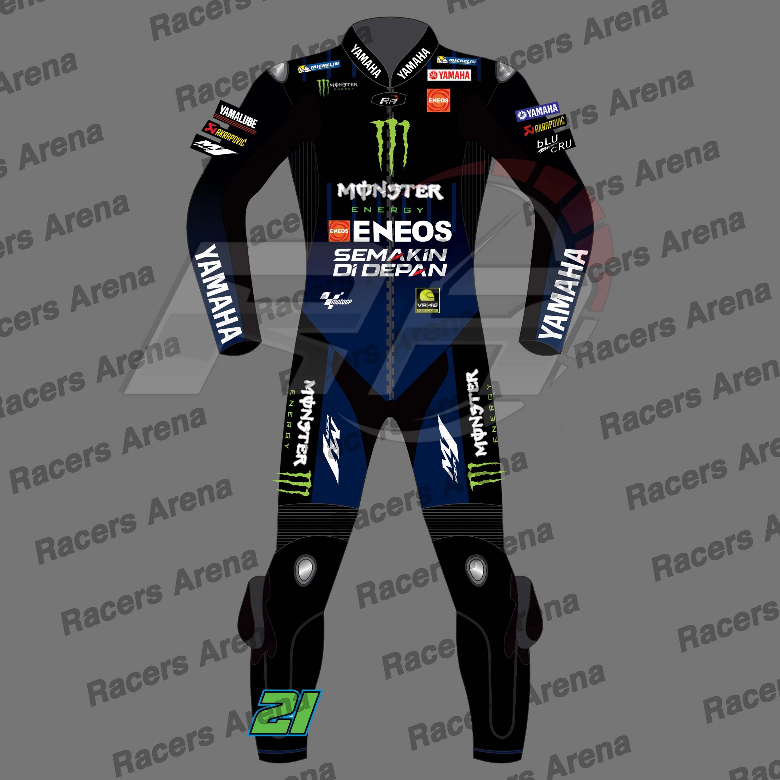 Franco Morbidelli Monster Energy MotoGP 2022 Motorcycle Leather Race Suit Front
