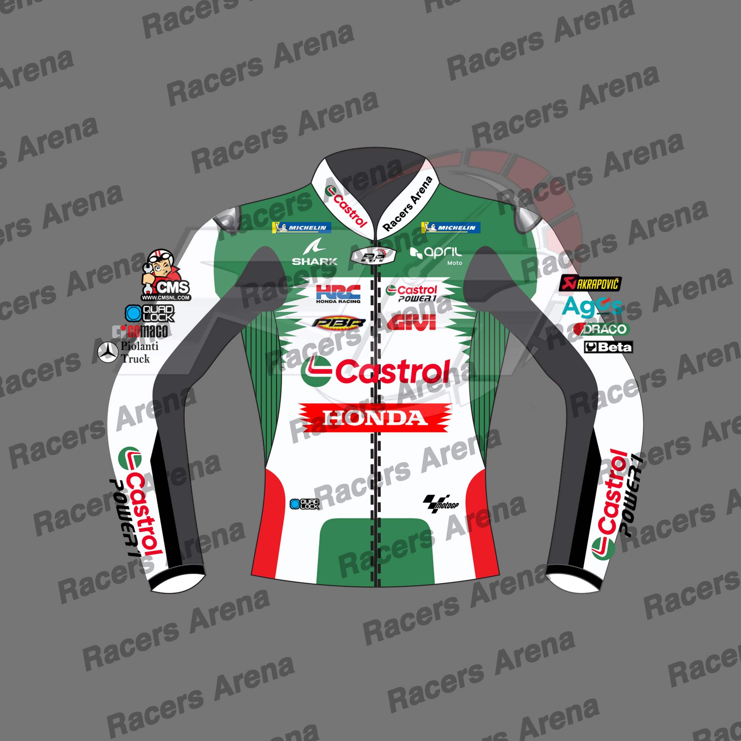 Johann Zarco Honda Castrol MotoGP 2024 Motorbike Leather Race Jacket Front
