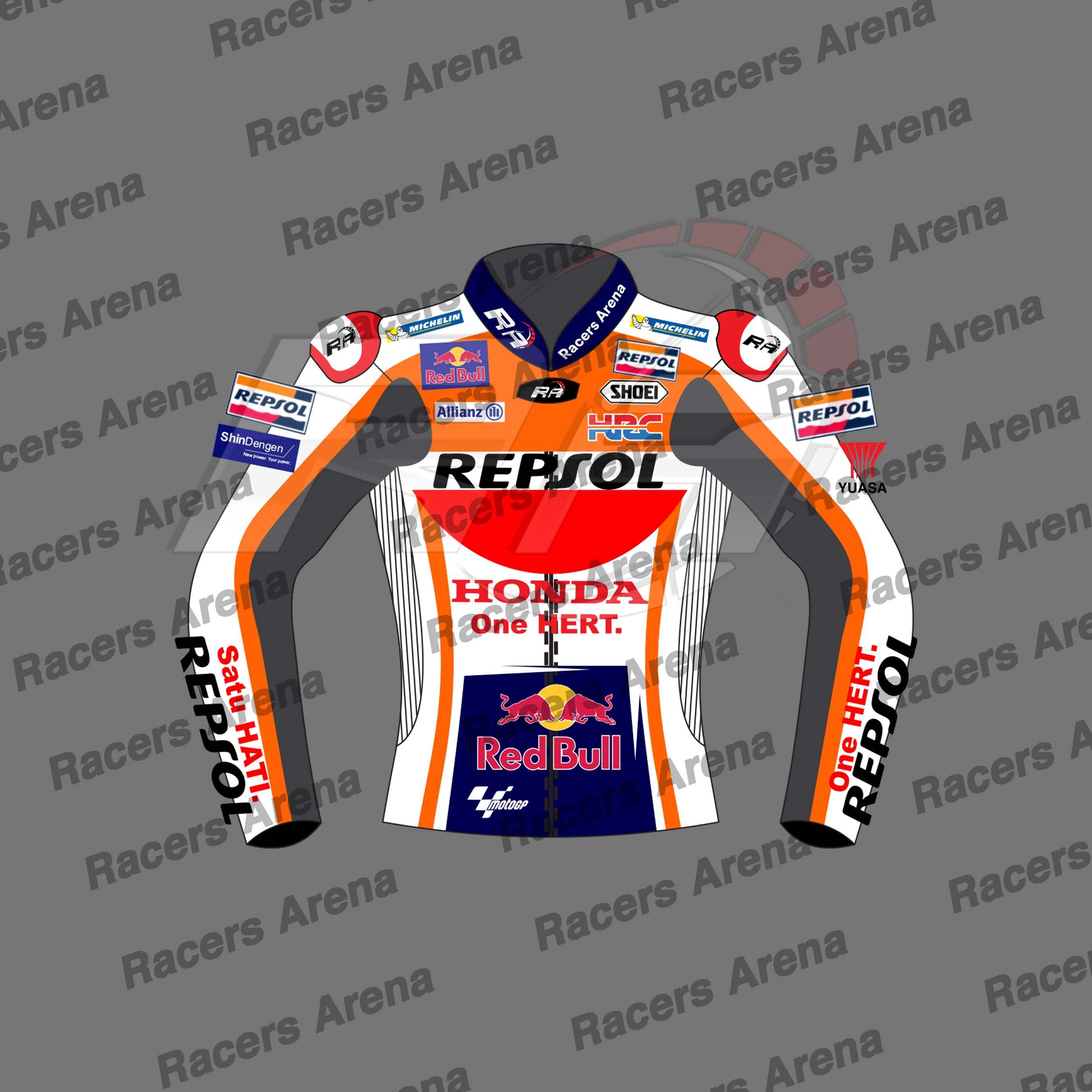Marc Marquez Honda Repsol MotoGP 2022 Motorcycle Leather Race jacket Front