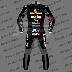 Maverick Vinales Aprilia British GP 2024 Motorcycle Race Leather Suit Back