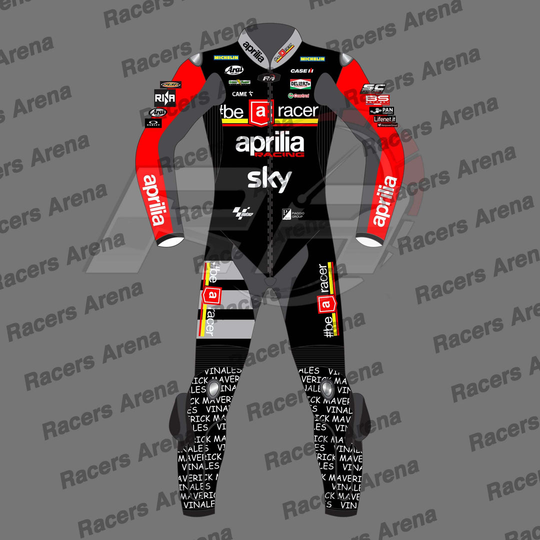 Maverick Vinales Aprilia British GP 2024 Motorcycle Race Leather Suit Front
