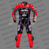 Maverick Vinales Aprilia MotoGP 2023 Motorcycle Leather Racing Suit Front