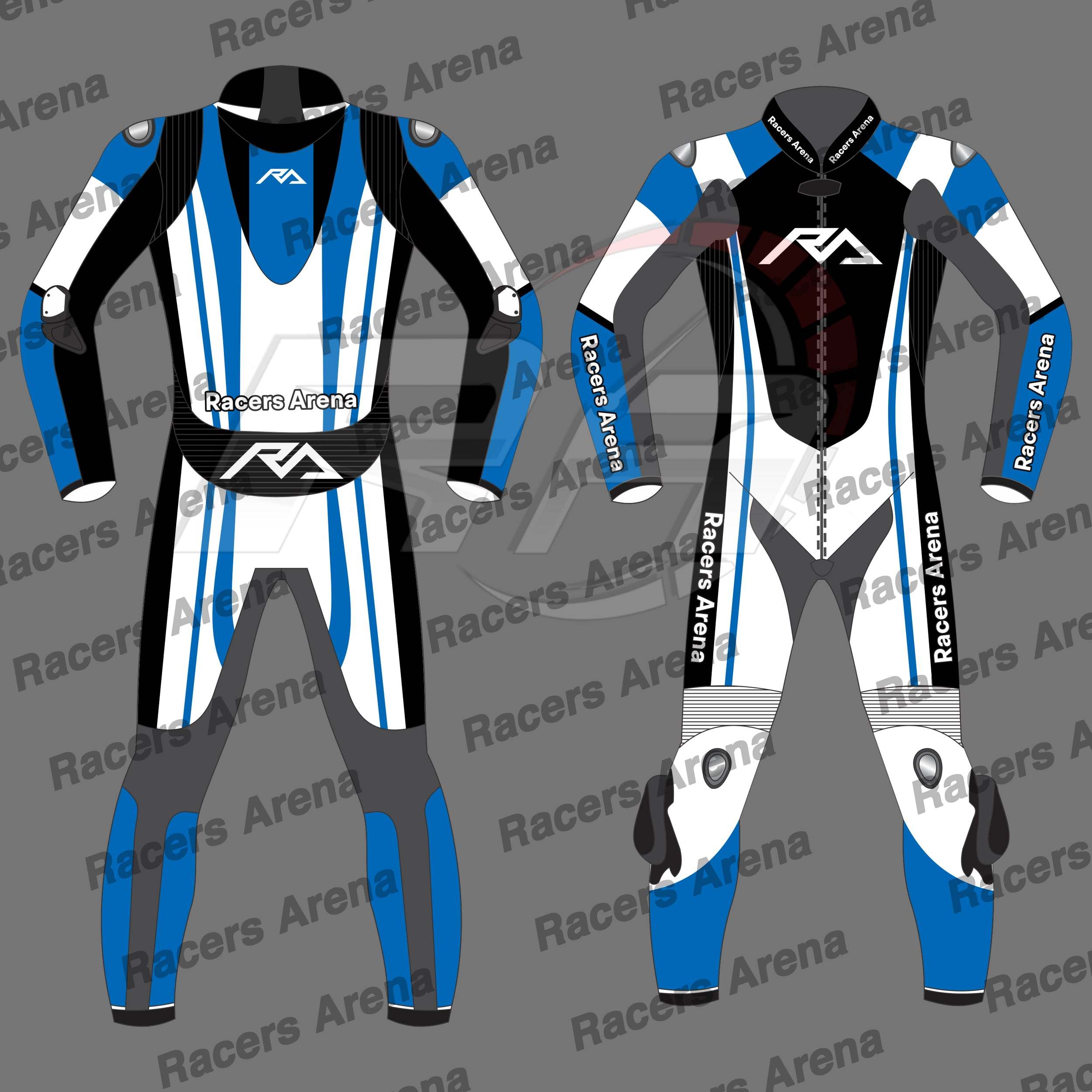Racers Arena Hyperspeed Motorcycle Leather Race Suit Blue Racers Arena Hyperspeed Motorcycle Leather Race Suit Blue