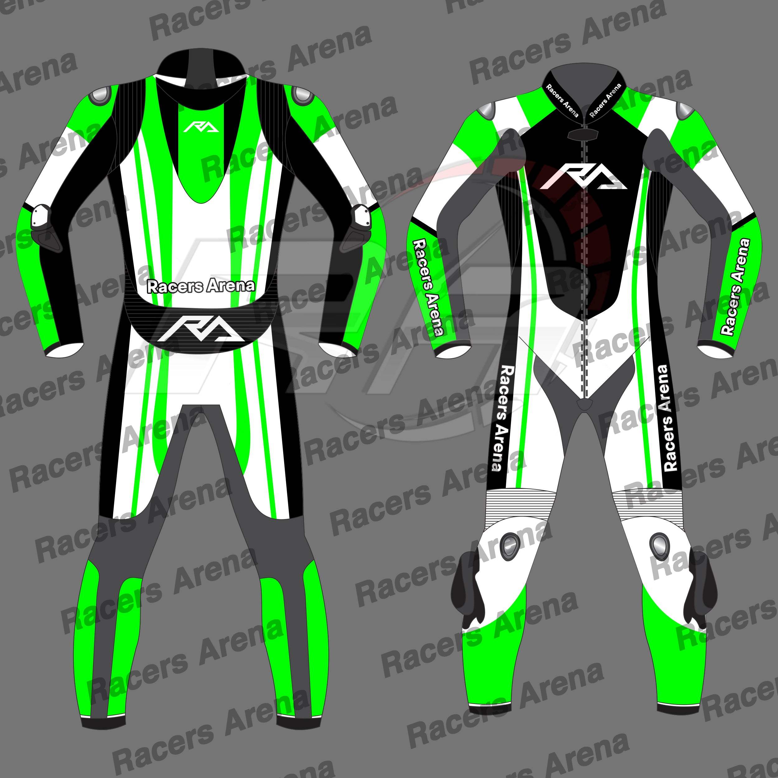 Racers Arena Hyperspeed Motorcycle Leather Race Suit Green Racers Arena Hyperspeed Motorcycle Leather Race Suit Green