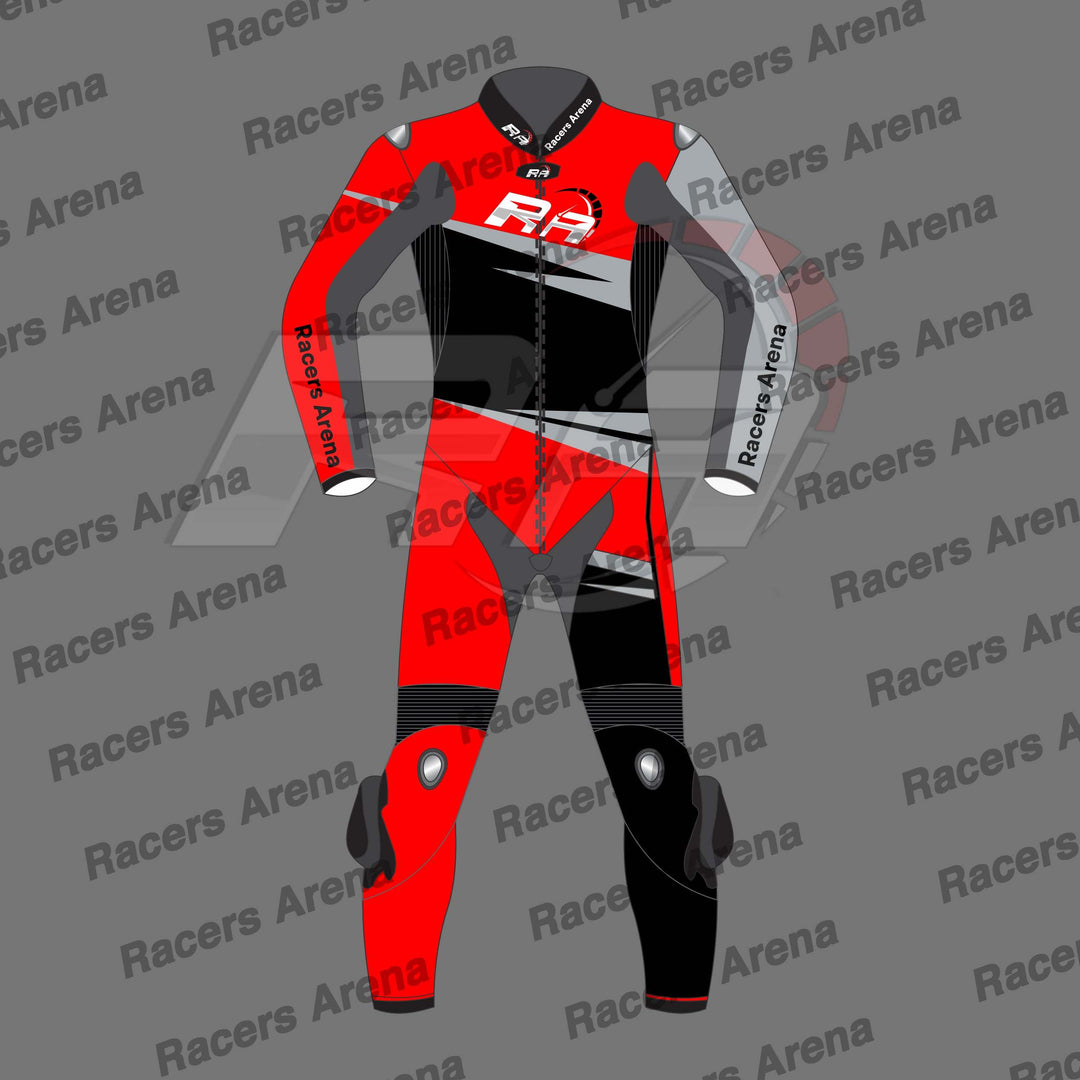 Racers Arena Lightning Motorcycle Suit Front