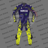 Valentino Rossi Blue Yamaha 2024 Motorcycle Leather Race Suit Front