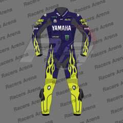 Valentino Rossi Blue Yamaha 2024 Motorcycle Leather Race Suit Front