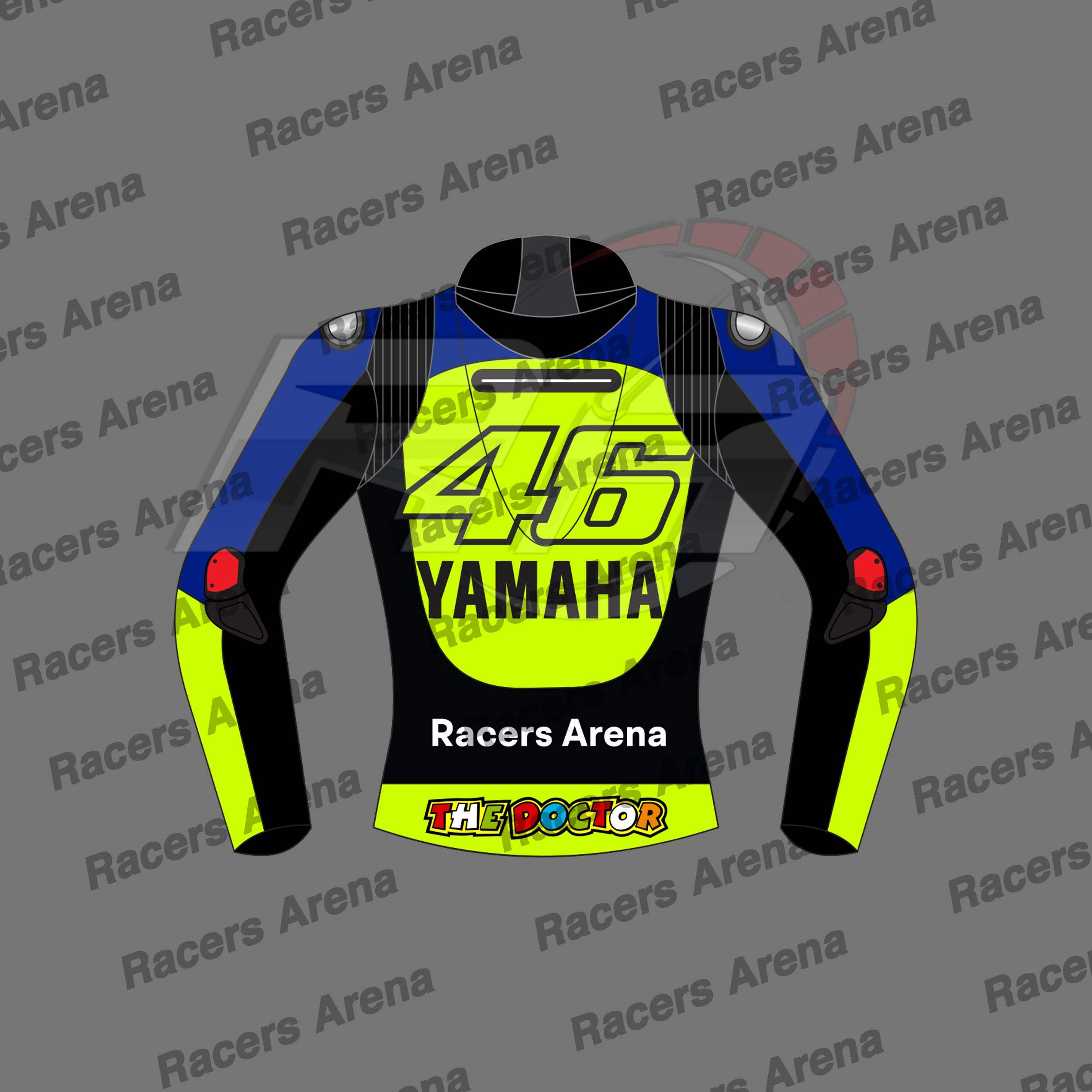 Valentino Rossi Yamaha 46 Leather Riding Jacket Back Valentino Rossi Yamaha 46 Leather Riding Jacket Back
