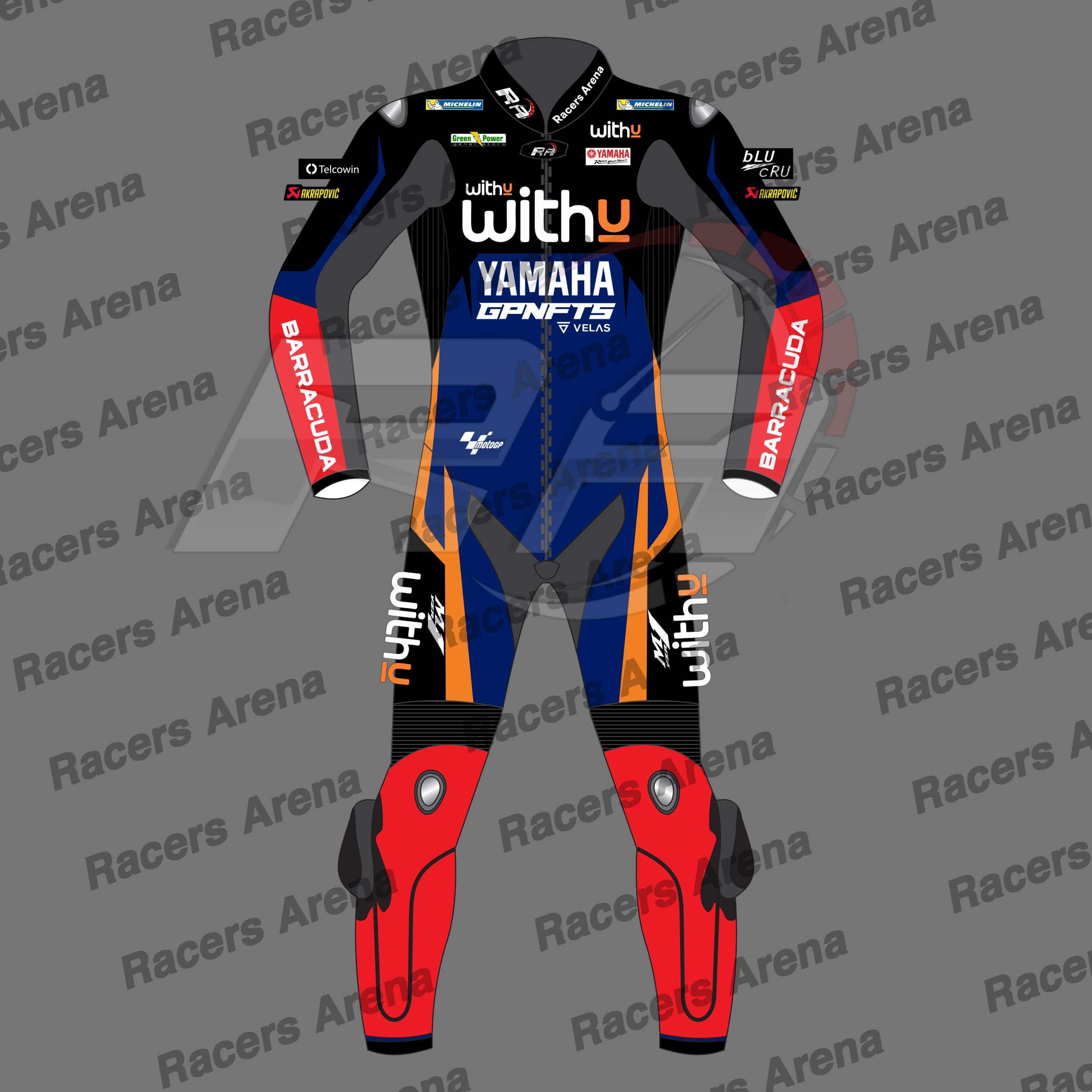 Andrea Dovizioso Yamaha WithU MotoGP 2022 Motorcycle Leather Race Suit Front