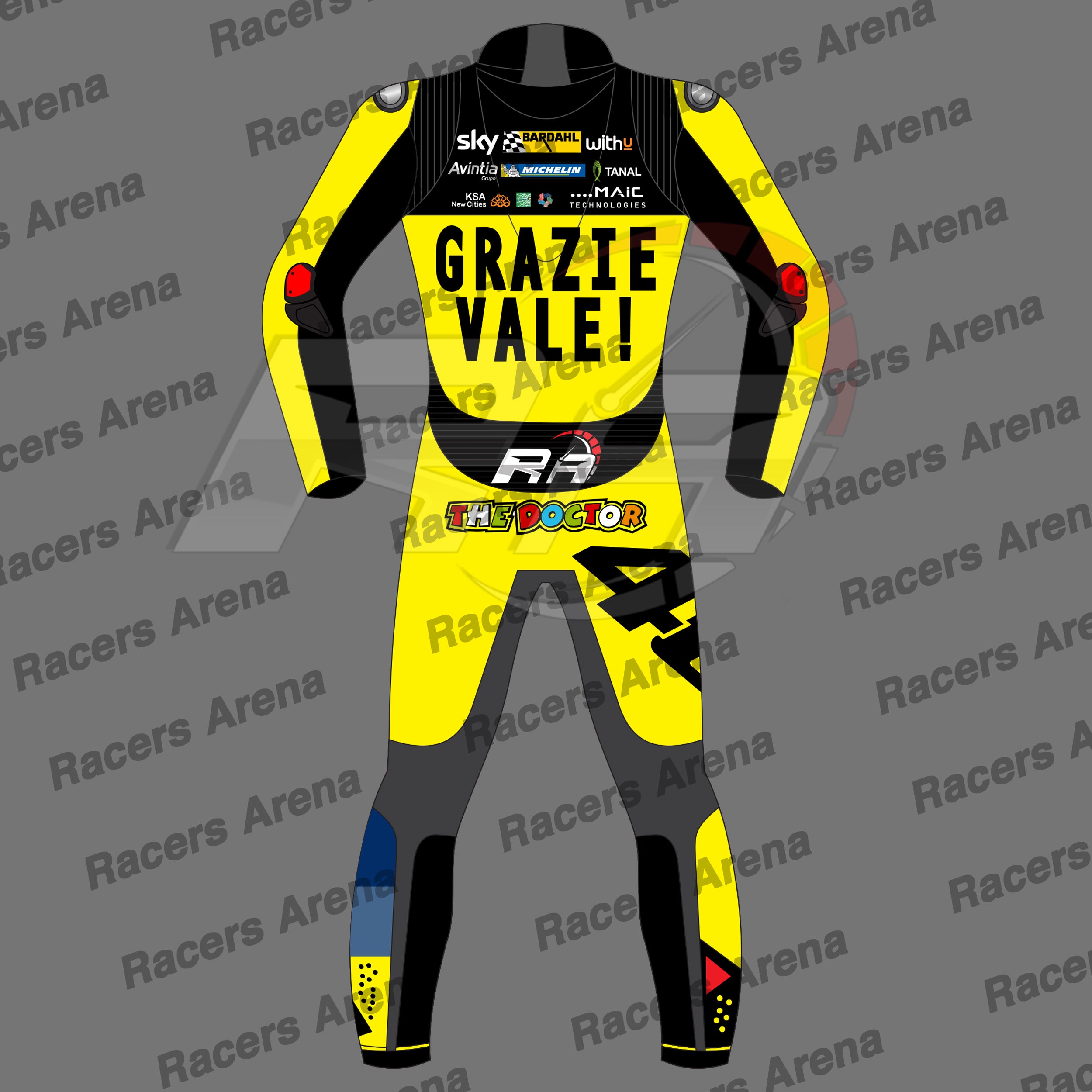Buy-Grazie Vale! VR46 Sky Leather Race Suit