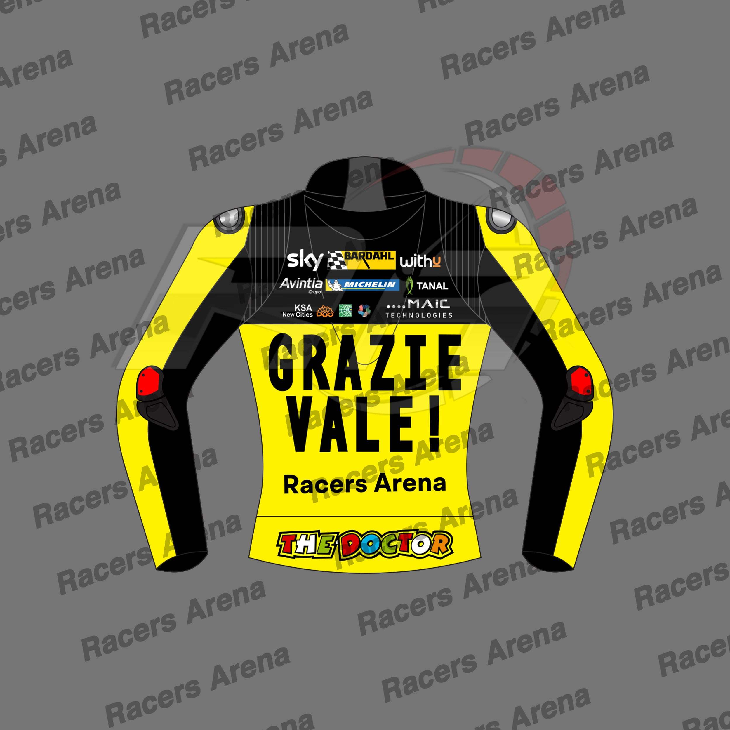 Buy Grazie Vale VR46 Sky Leather Race Jacket Back