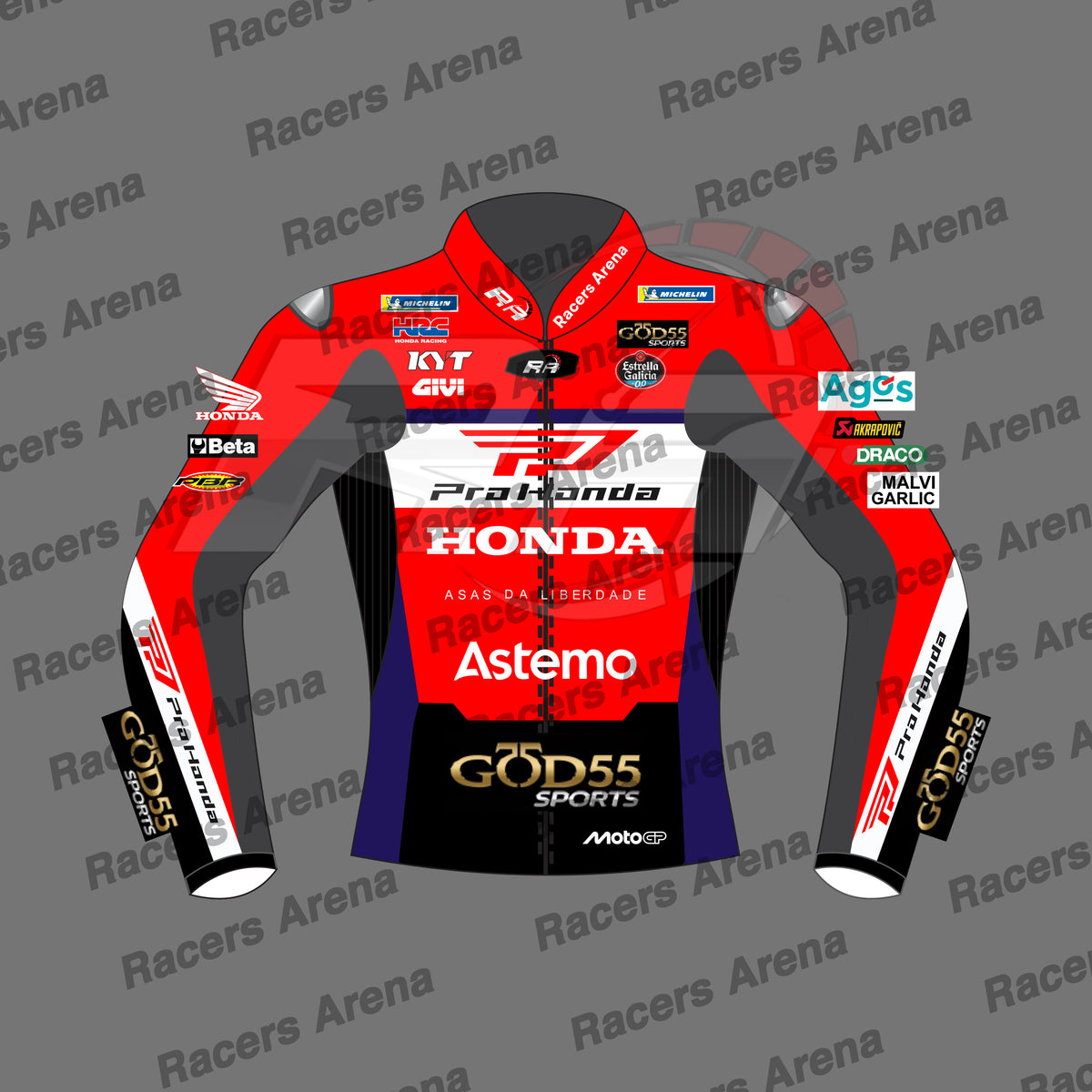 Diogo Moreira LCR Honda MotoGP 2026 Leather Race Jacket Front