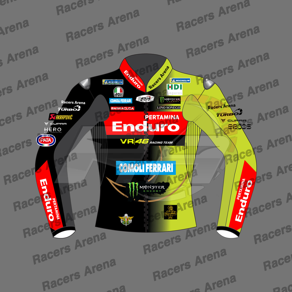 Fabio Di Giannantonio Ducati VR46 MotoGP 2026 Leather Racing Jacket Front