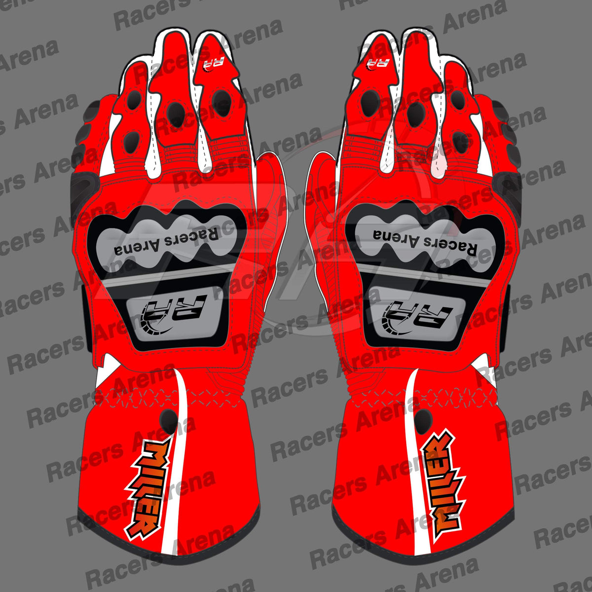 Jack Miller Ducati MotoGP 2022 Motorcycle Leather Race Gloves