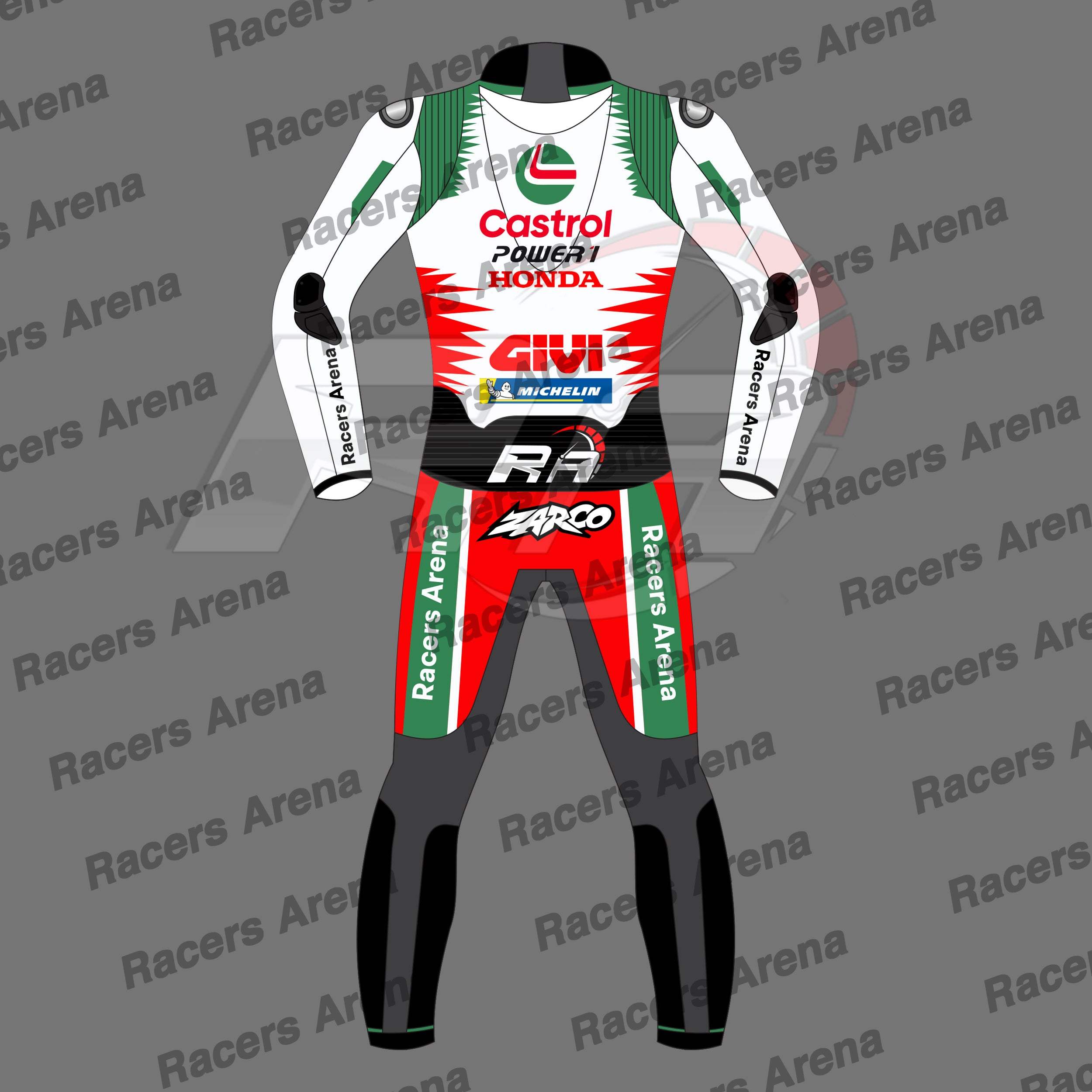 Johann Zarco Honda Castrol MotoGP 2024 Motorbike Leather Race Suit Back