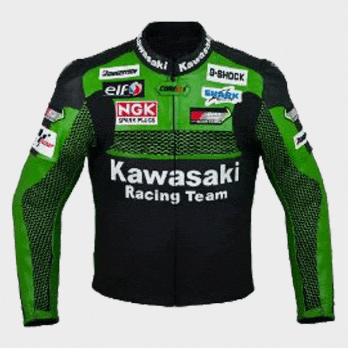 Kawasaki Racing Leather Jacket Front