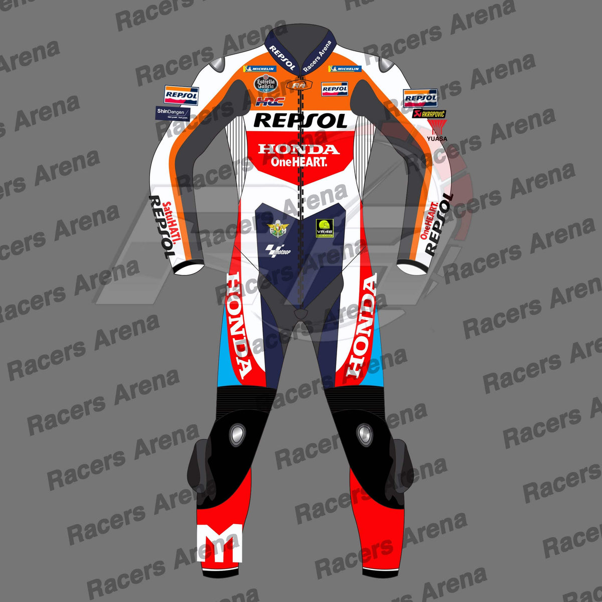 Luca Marini Honda Repsol MotoGP 2024 Motorbike Leather Race Suit Front