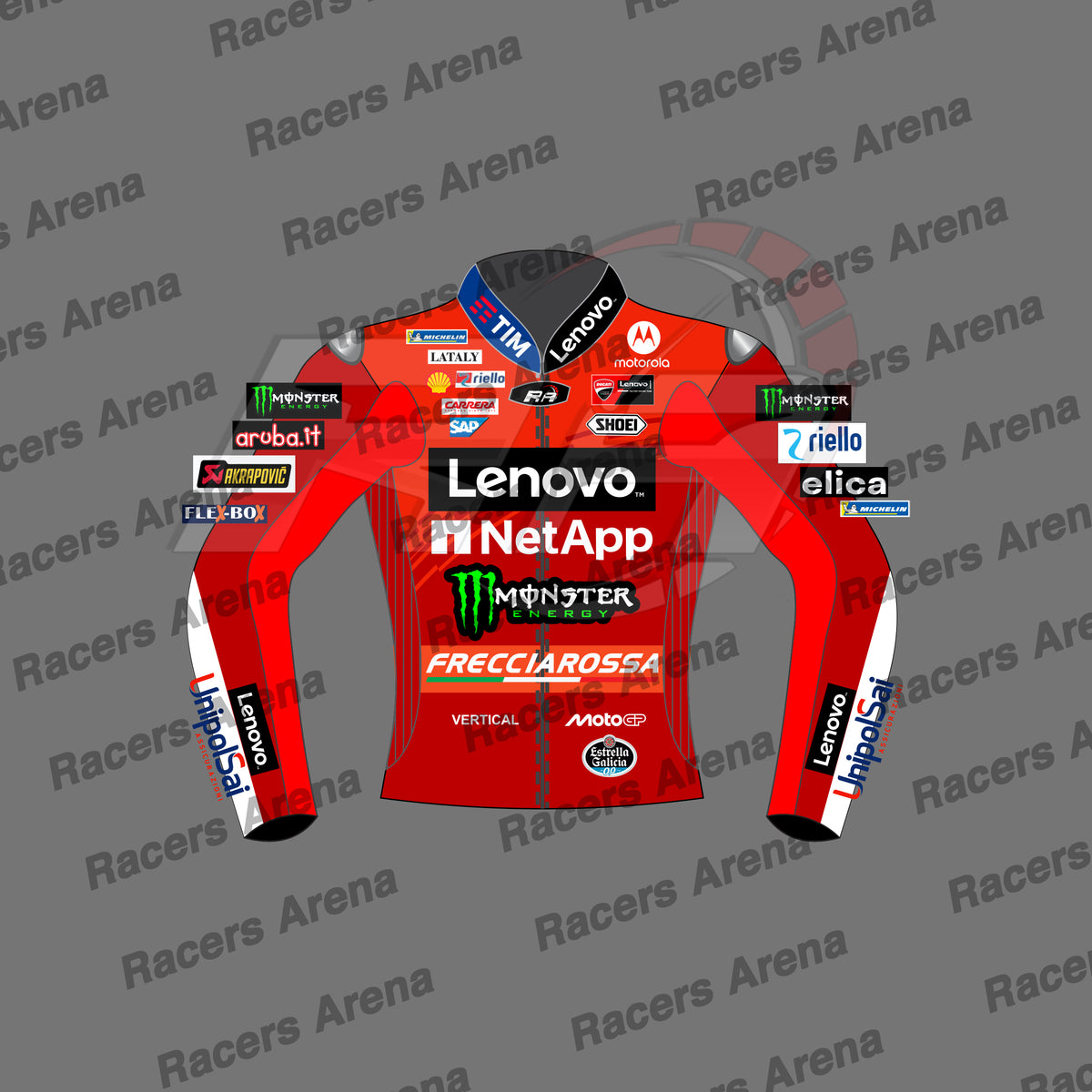 Marc Marquez MotoGP Ducati 2025 Motorcycle Leather Race Jacket Front