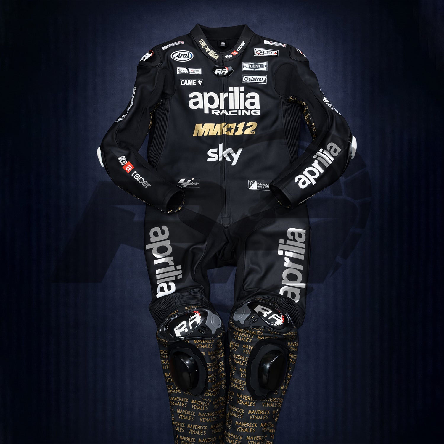 Maverick Vinales Aprilia Winter Test 2024 Motorcycle Leather Racing Suit Original Front