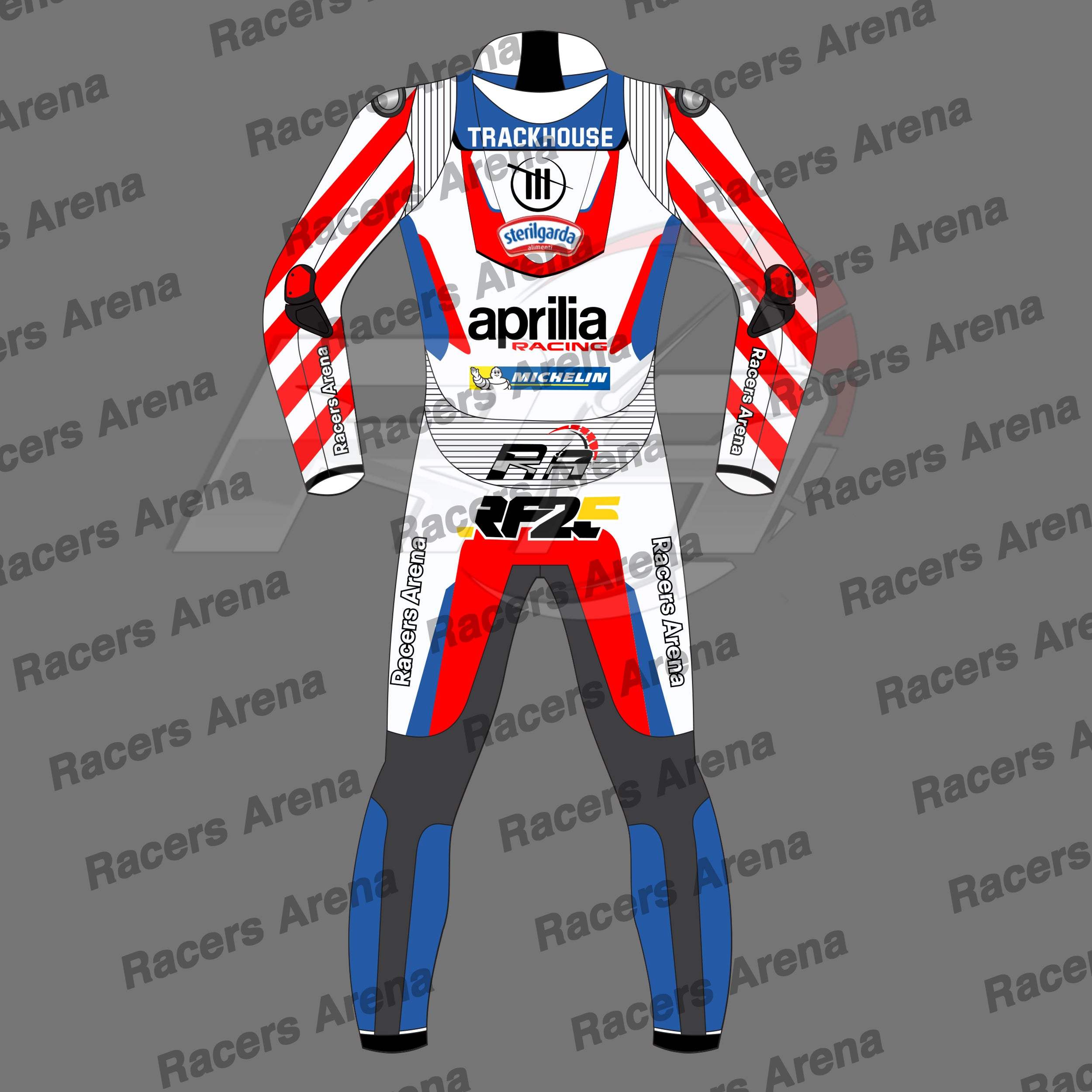 Raul Fernandez Aprilia MotoGP 2024 Motorbike Leather Race Suit Back