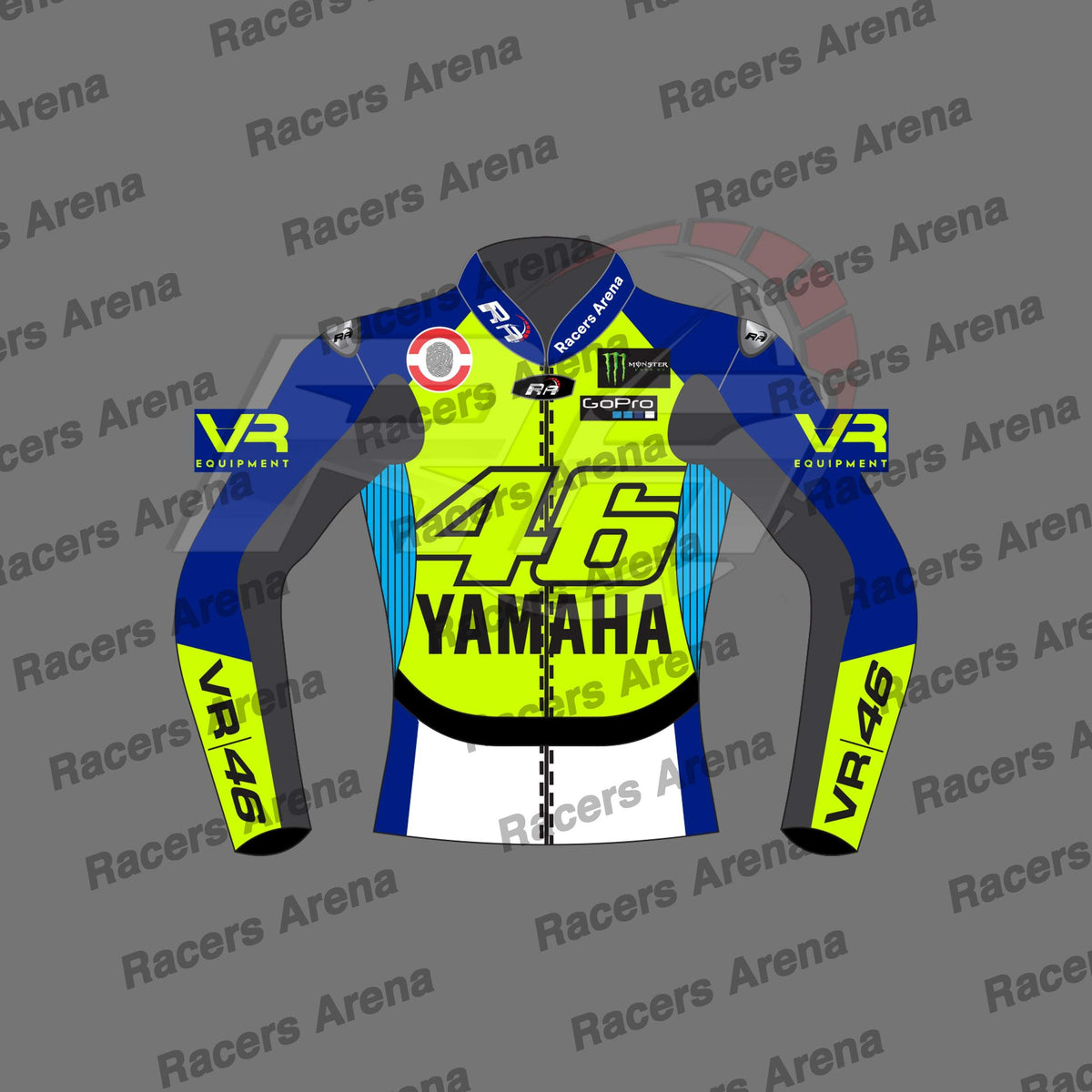 Valentino Rossi Yamaha 46 Leather Riding Jacket Front