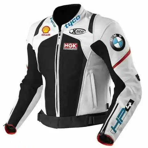White-Black-BMW-Motorcycle-Racing-Leather-Jacket