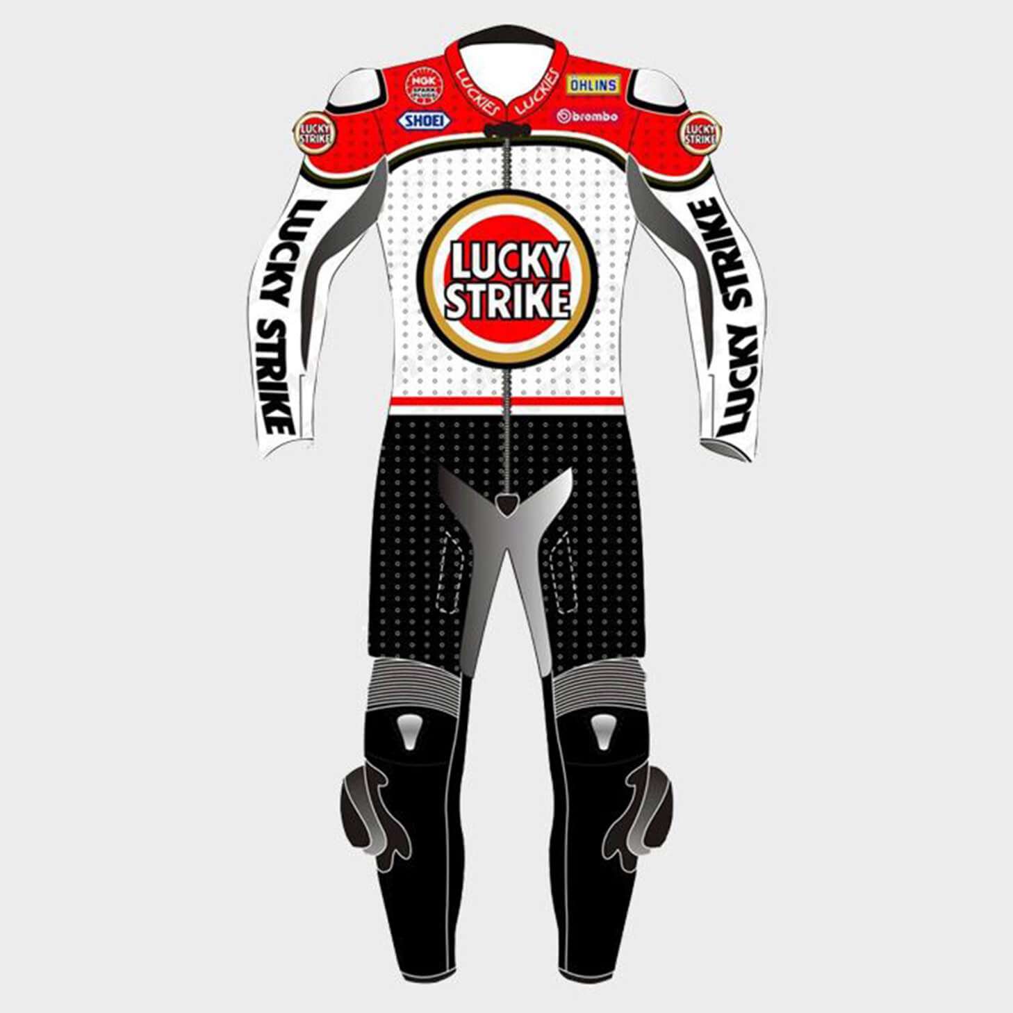 Lucky Strike Motorcycle Leather Suit Front