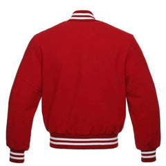 Red with White Stripes Wool Letterman Jacket