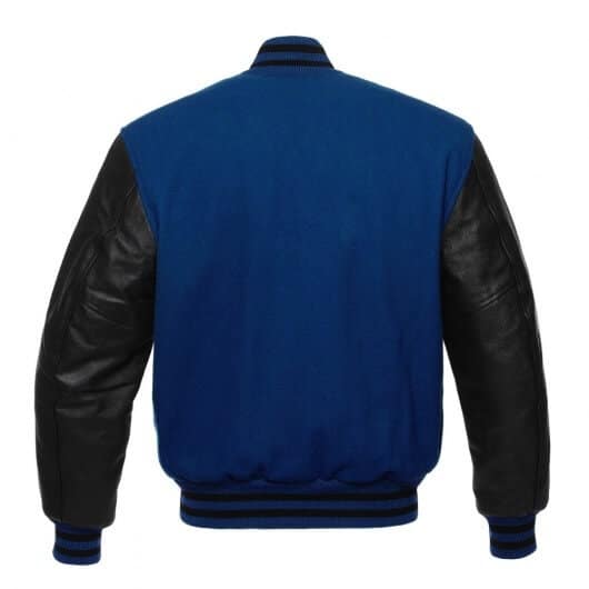 Royal Blue Letterman Jacket with Black Leather Sleeves