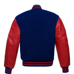 Royal Blue Letterman Jacket with Red Leather Sleeves