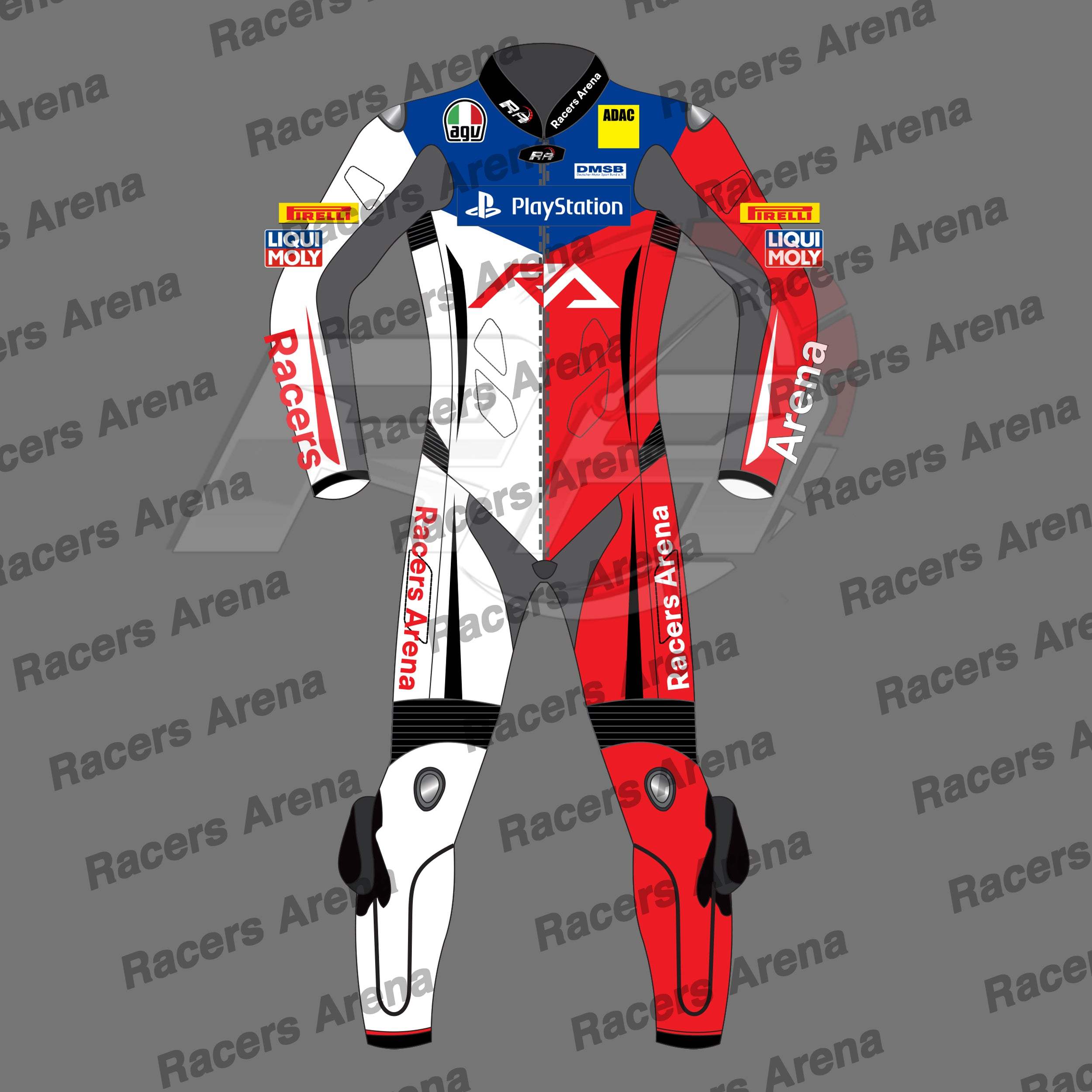 Racers Arena V1 Motorcycle Leather Race Suit Front